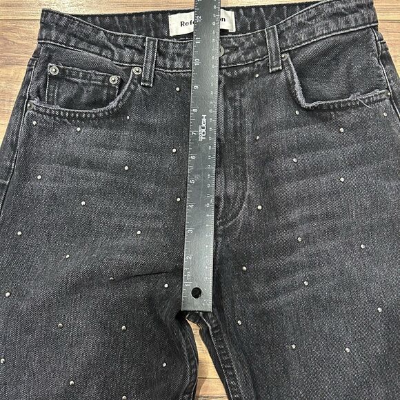 Reformation Pacific Black Studded Harley High Rise Slim Straight Jeans 28 - Picture 6 of 12